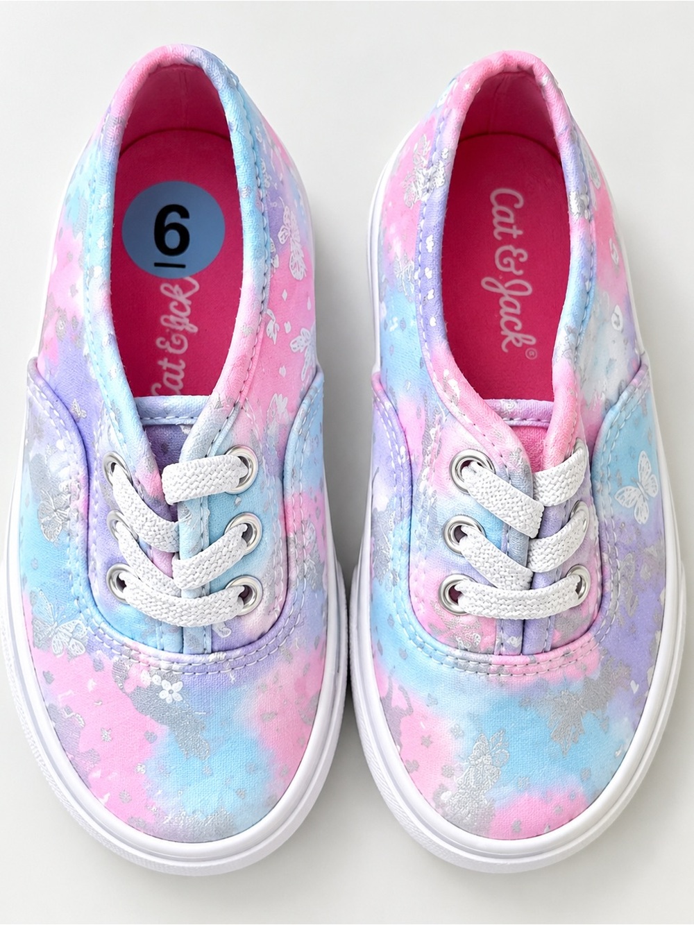 Cat & Jack Tie-Dye Butterfly Canvas Sneakers - Pink, Blue & Purple